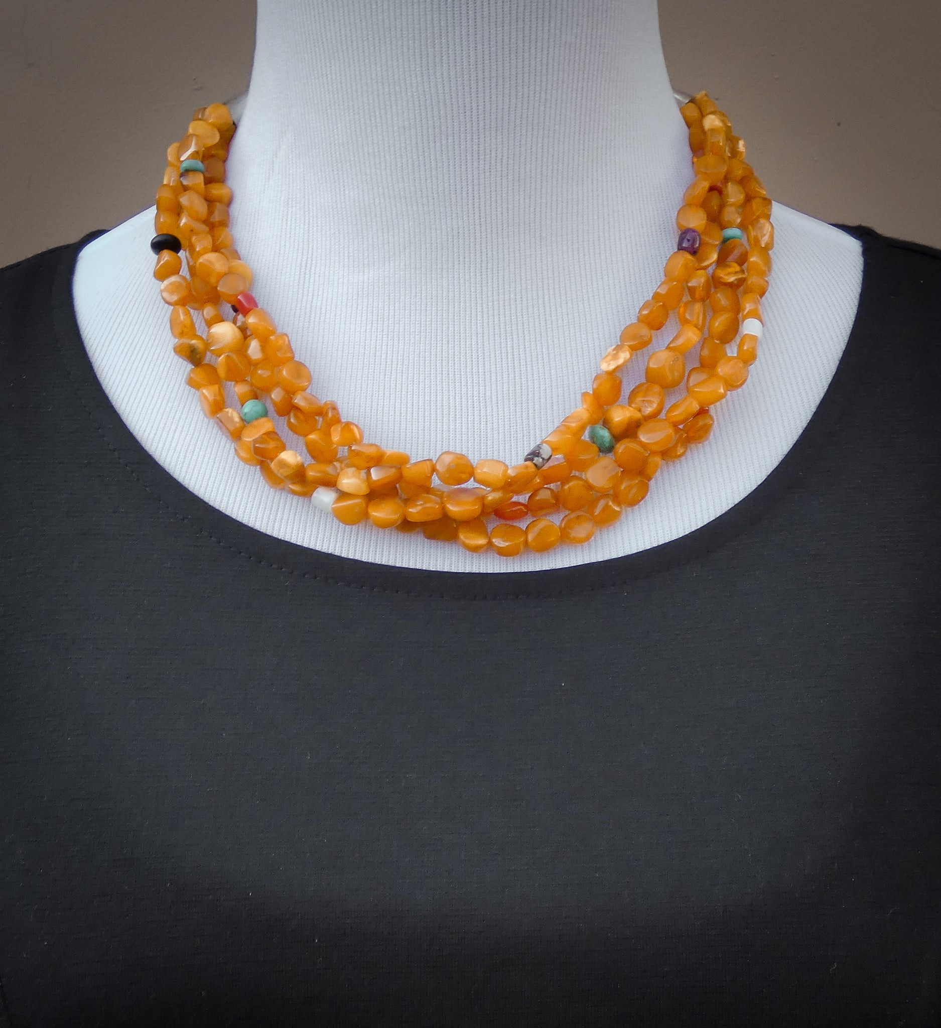 Genuine Amber Necklace Liquid Silver Multi-Strand Necklace Sterling - Ruby  Lane